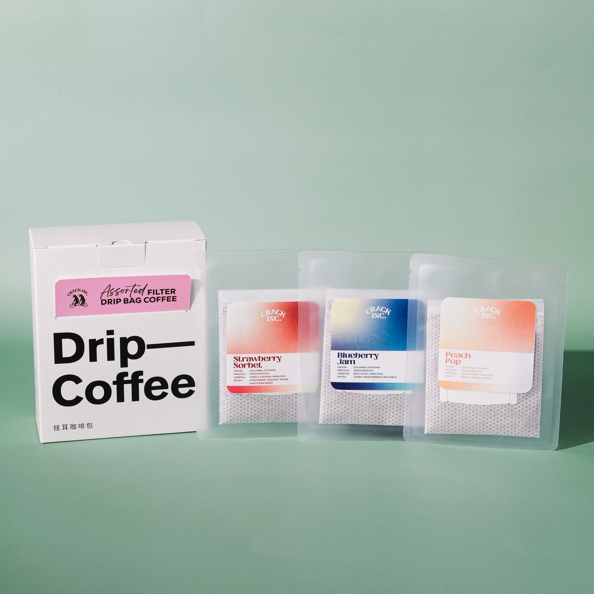 Crack Inc. Drip Coffee in packaging